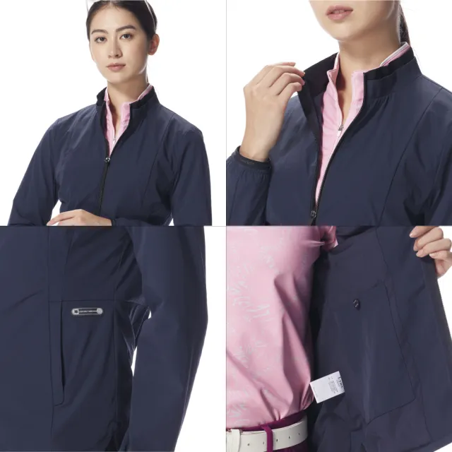 【Lynx Golf】女款防潑水彈性舒適立領拉鍊短版風衣(二色)