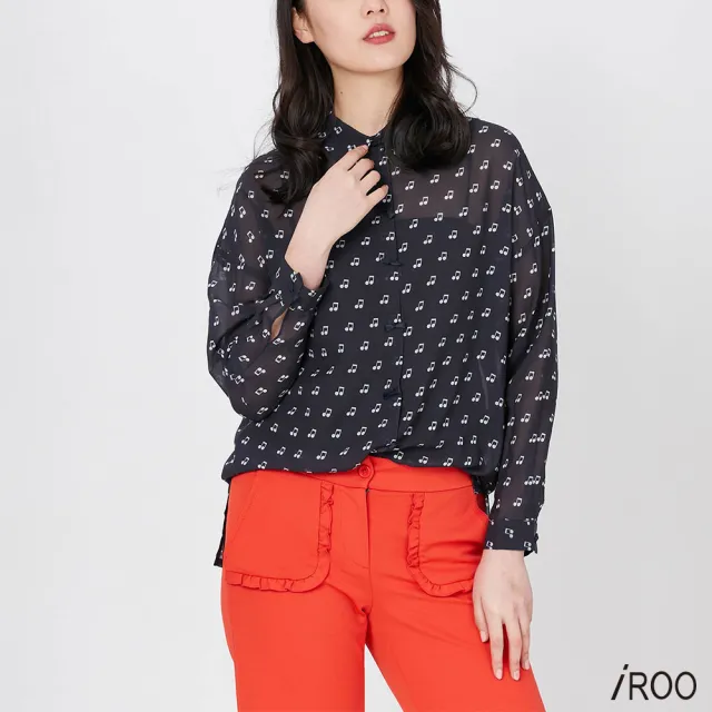 【iROO】甜美樂章女人雪紡長袖上衣