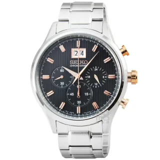 【SEIKO】精工超霸三眼計時錶-玫瑰金(SPC151P1)