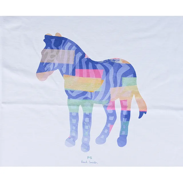 【Paul Smith】Paul Smith 彩色簽字LOGO多色斑馬棉質短袖T恤(白/男款)