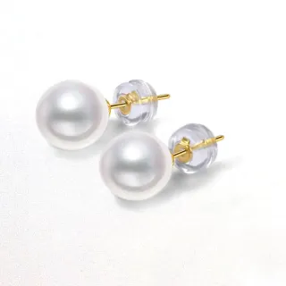 【CC Diamond】18K金日本AKOYA 經典珍珠耳釘(8-8.5mm)