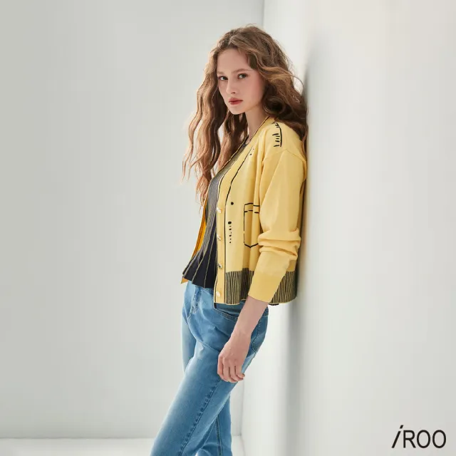 【iROO】趣味印花針織外套