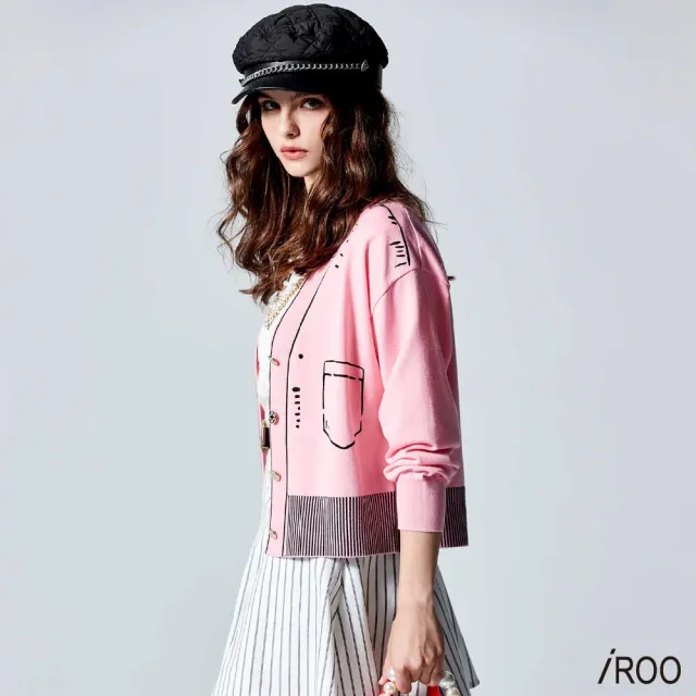 【iROO】趣味印花針織外套