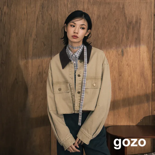 【gozo】A｜復古風立體彎刀袖水洗牛仔外套(兩色)