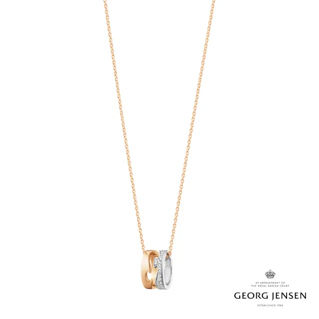 【Georg Jensen 喬治傑生】FUSION 項鍊(18K玫瑰金 18K白金 鑽石)