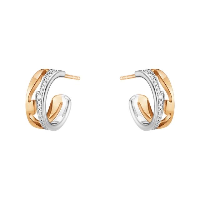 【Georg Jensen 喬治傑生】FUSION 開口式耳環(18K白金 18K玫瑰金 鑽石)