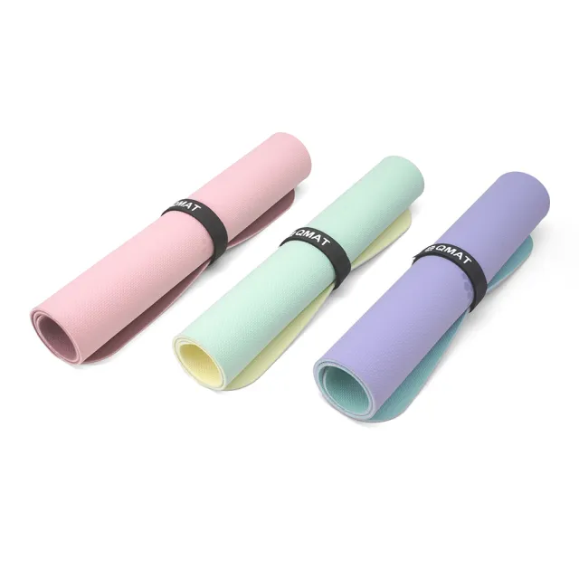 【QMAT】4MM攜帶型超慢跑墊 台灣製(45*60CM 附中間束帶 雙面雙色雙壓紋 跪墊 倒立墊 腳墊)