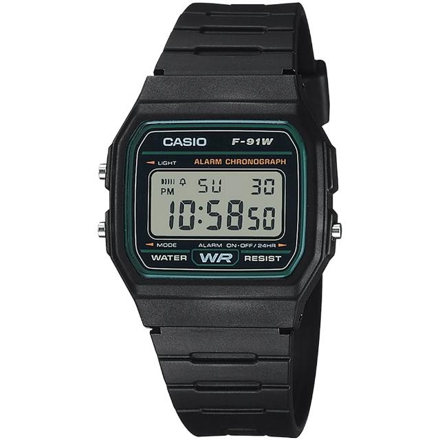 【CASIO 卡西歐】輕巧簡約鬧鈴電子錶(F-91W-3)