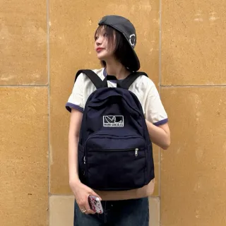 【Mark Gonzales】小天使 BOX LOGO 麂皮拼接後背包-深藍色