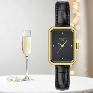 【TISSOT 天梭】T160.110.36.126.00 SRV系列 幾何線條方形珍珠貝鑽石女錶-30mm 禮物 送禮(T1601103612600)