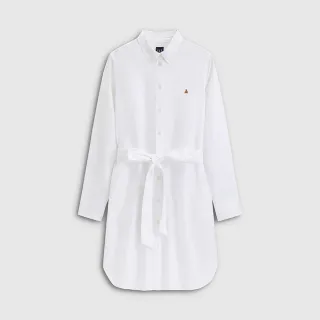 【GAP】女裝 小熊刺繡翻領長袖洋裝-白色(828299)