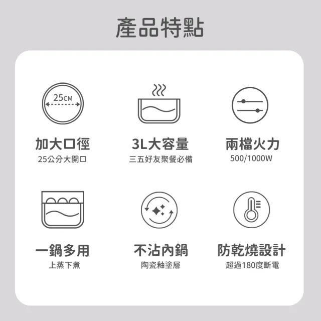 【UNIFUN】多功能陶瓷快煮鍋3L(納米陶瓷釉塗層 食品級不沾塗層)