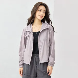 【GIORDANO 佐丹奴】女裝黑科技涼感防曬連帽薄風衣外套(38 蘇粉紅)