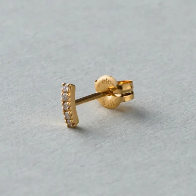 【ete】K18YG 摩登密鑲Mini排鑽耳環(金色)