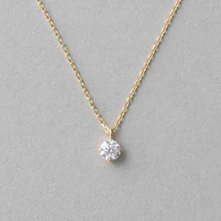 【ete】K18 經典單鑽爪鑲鑽石項鍊-0.20ct(金色 玫瑰金色)