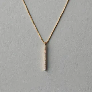 【ete】K18YG 摩登長形鑽石密鑲項鍊(金色)