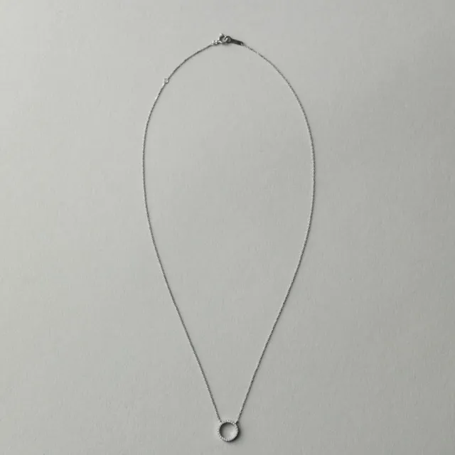 【ete】PT900/850 摩登環形密鑲鑽石項鍊(鉑金色)