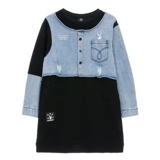 【PLAYBOY】假兩件剪裁刷色洋裝(黑色)