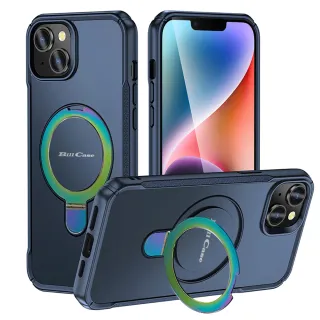 【Bill Case】戰神鎧甲 iPhone 14 Plus 多功磁吸指環支架高規保護殼-極光酷黑(酷帥有型 多功合一 全面保護)