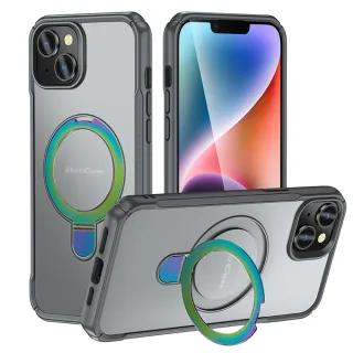 【Bill Case】戰神鎧甲 iPhone 14 Plus 多功磁吸指環支架高規保護殼-極光酷灰(酷帥有型 全面保護)