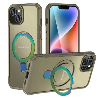 【Bill Case】戰神鎧甲 iPhone 14 多功磁吸指環支架高規保護殼-極光卡其(酷帥有型 多功合一 全面保護)