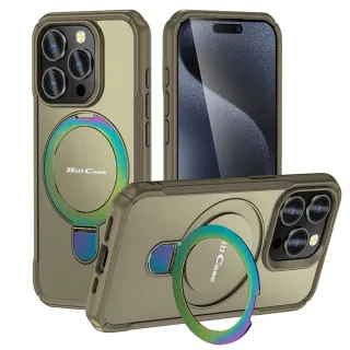 【Bill Case】戰神鎧甲 iPhone 13 Pro Max多功磁吸指環支架高規保護殼-極光卡其(酷帥有型 全面保護)