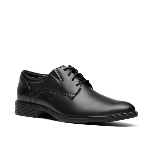 【Clarks】男鞋 Steadwell Lace 寬楦素面紳士鞋 皮鞋(CLM84679D)