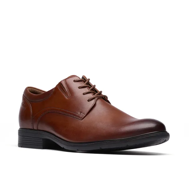 【Clarks】男鞋 Steadwell Lace 寬楦素面紳士鞋 皮鞋(CLM84680D)