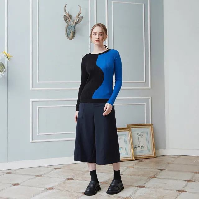 【ICHE 衣哲】Cop.Copine 法國原裝進口簡約挺版剪裁七分直筒寬褲