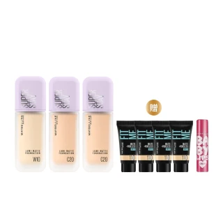 【MAYBELLINE 媚比琳】裸霧光持久水粉底 SPF12 PA+++ 3入團購組(#小方胖#專櫃級奢華粉底)