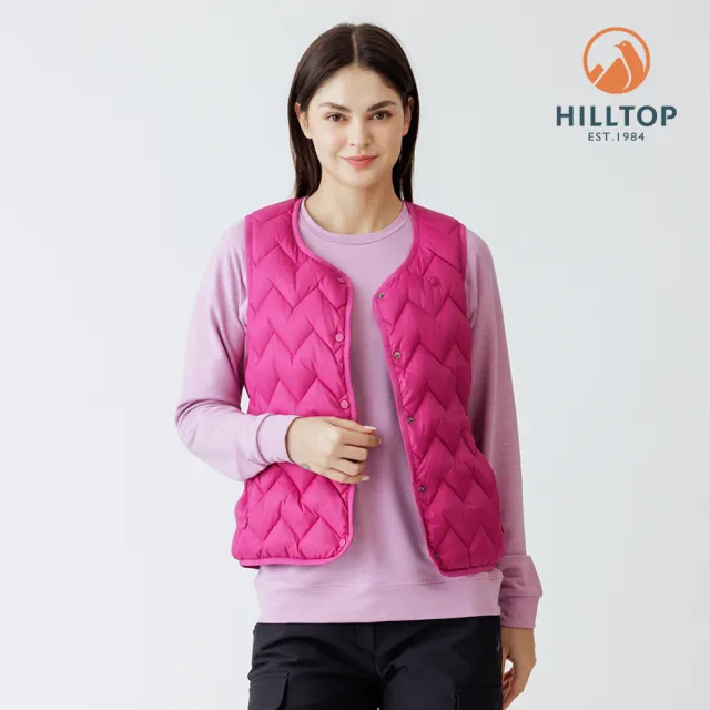 【Hilltop 山頂鳥】雙面穿超潑水石墨烯蓄熱羽絨內背心 女款 桃紅/深藍|PF25XFH9ECJE