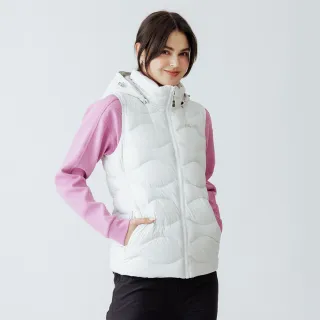 【Hilltop 山頂鳥】超潑水施華洛世奇燙鑽石墨烯蓄熱羽絨外背心 女款 白｜PF25XFI0ECB0