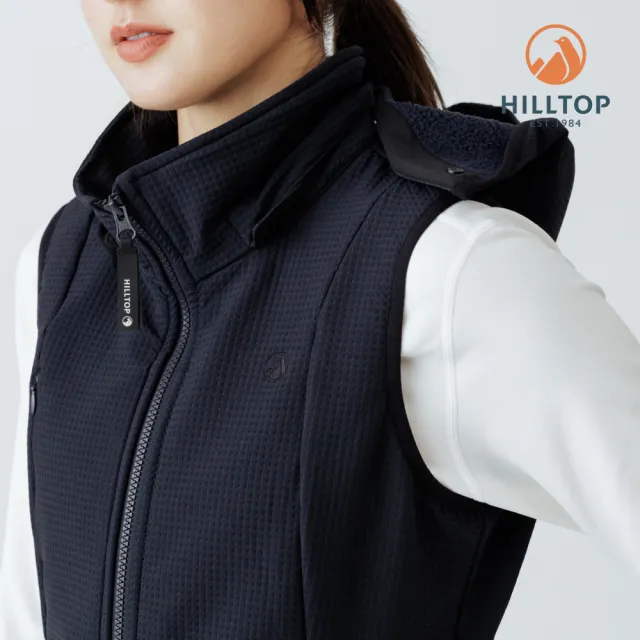【Hilltop 山頂鳥】超潑水保暖彈性刷毛背心 女款 黑色｜PH25XF95ECA0