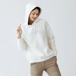 【Hilltop 山頂鳥】ZISOFIT施華洛世奇燙鑽POLYGIENE保暖彈性刷毛連帽上衣 女款 雪白｜PH51XFN9ECB0