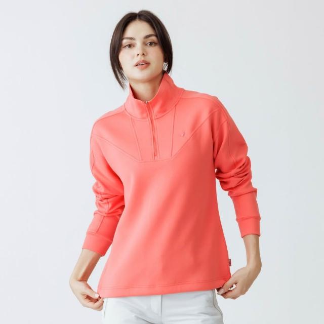 【Hilltop 山頂鳥】ZISOFIT POLYGIENE抗菌吸濕快乾保暖彈性半開襟刷毛上衣 女款 桃粉｜PH51XFN7ECF0