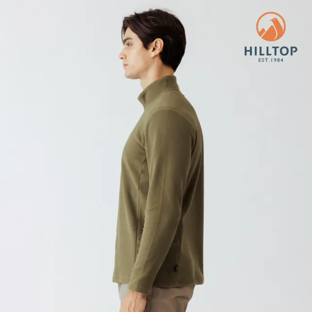 【Hilltop 山頂鳥】POLARTEC保暖半開襟刷毛上衣 男款 綠｜PH51XMM2ECM0