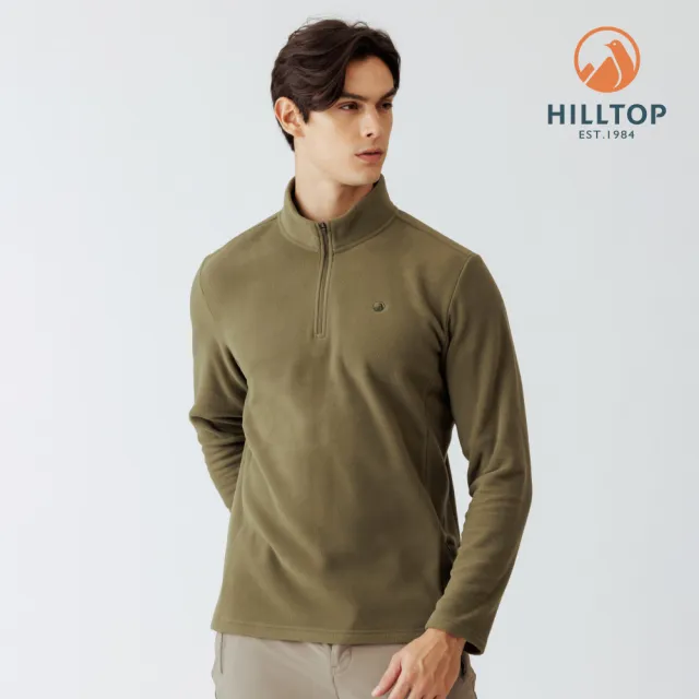 【Hilltop 山頂鳥】POLARTEC保暖半開襟刷毛上衣 男款 綠|PH51XMM2ECM0