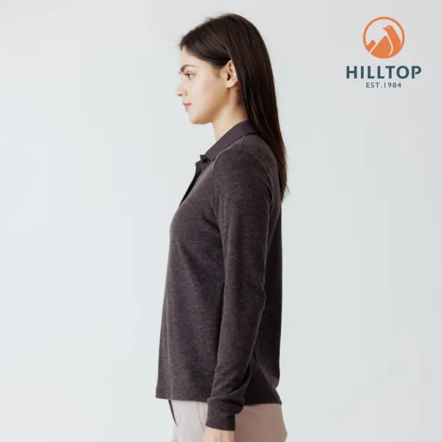 【Hilltop 山頂鳥】保暖長袖POLO衫 女款 灰黑｜PS15XF40ECA0