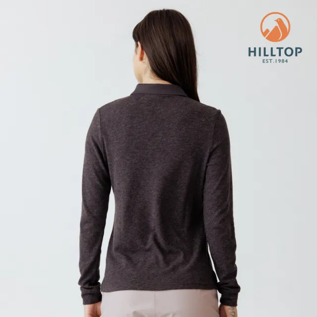 【Hilltop 山頂鳥】保暖長袖POLO衫 女款 灰黑｜PS15XF40ECA0