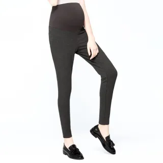 【Gennies 奇妮】親膚休閒長褲-麻灰(孕婦褲 鉛筆褲型 一體成型 無痕褲頭)