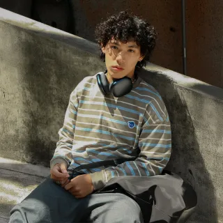 【plain-me】買一送一★男女款 小P社長條紋長袖TEE PLN0079-252(長袖上衣 長T 休閒上衣 橫條紋 寬鬆)