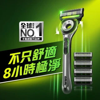 【Gillette 吉列】Labs 極光系列刮鬍刀-1刀架1旅行盒5刀頭