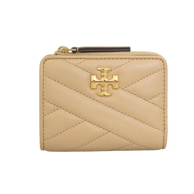 【TORY BURCH】Kira 金屬LOGO釦式拉鍊零錢袋短夾(多色任選)