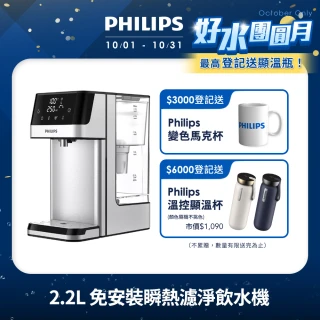 【Philips 飛利浦】2.2L免安裝瞬熱濾淨飲水機 ADD5910M(主機內含濾芯)