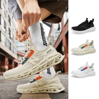 【J&H collection】男款彈力抗震網面運動鞋 跑步鞋 休閒鞋(黑色／白色／米色)