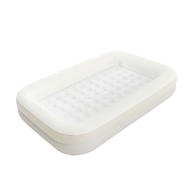 【INTEX】兒童旅行充氣床墊組/安全防滾落-附手壓幫浦+收納袋-沙色(66811NP)