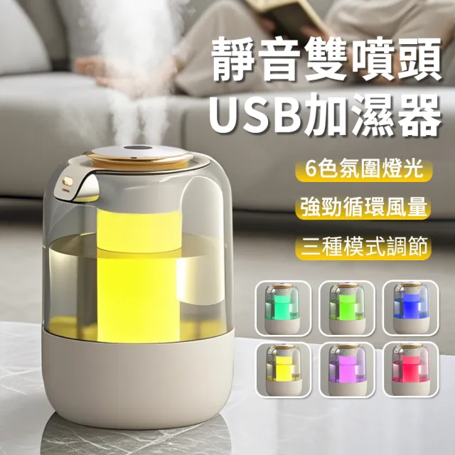 【YOLU】超音波負離子水氧機 大霧量雙噴頭加濕器 霧化補水保濕噴霧機 七彩氛圍夜燈加濕機 噴霧器 交換禮物