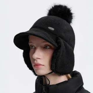 【國家地理服飾官方旗艦】毛球 保暖 可掀式 棒球帽 - 黑色(保暖佳)