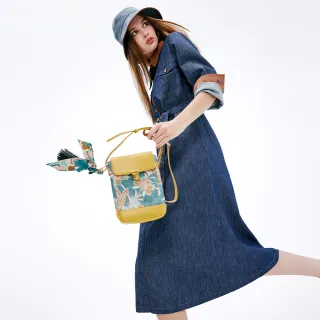 【KERAIA 克萊亞】曠野靛藍撞色牛仔洋裝(附腰帶)