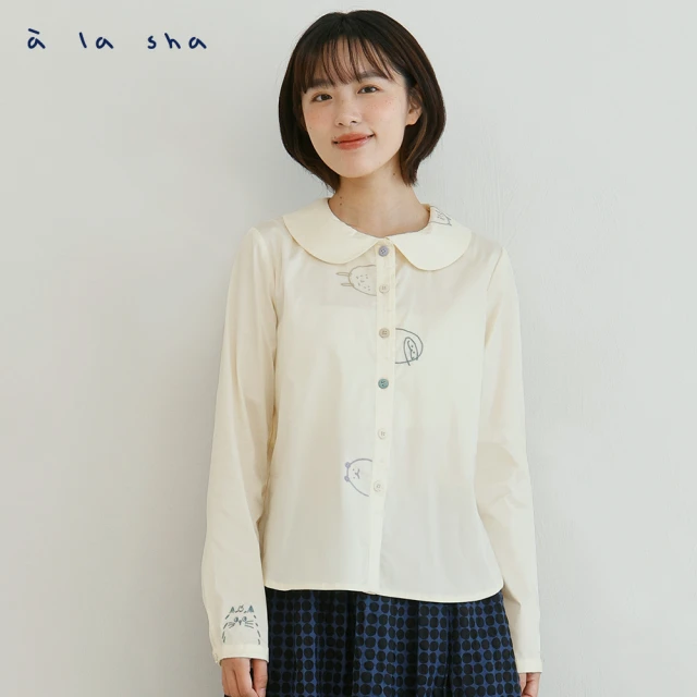 【a la sha】動物大集合繡花襯衫